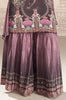 Light Mauve Crepe Silk Mirror And Swarovski Embroidered Printed Suit With Gharara