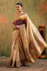 Beige & Mustard Pure Tussar Silk Woven And Embroidered Saree
