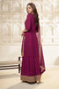 Wine Crepe Silk Zari Embroidered Suit With Embroidered Palazzo