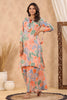 Peach Color Muslin Printed Co-Ord Set