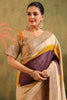 Beige & Mustard Pure Tussar Silk Woven And Embroidered Saree