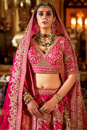 Rani luxurious Silk Embroidered Semi-Stitched Bridle Lehenga
