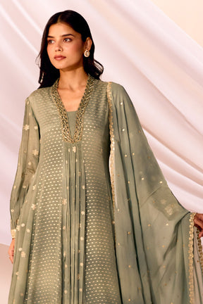 Sage Green Color Crepe Woven Suit