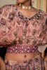 Peach Color Muslin Printed Crop-Top with Skirt