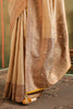 Beige & Mustard Pure Tussar Silk Woven And Embroidered Saree