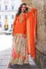 Orange Crepe Silk Zari and Sequins Embroidered Suit With Embroidered Palazzo