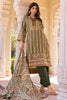 Beige & Green Spun Mughal-Inspired Paisley Printed Unstitched Suits Material