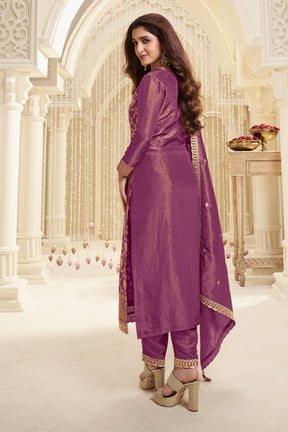 Purple Color Tissue Silk Zari Woven Suit