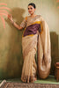 Beige & Mustard Pure Tussar Silk Woven And Embroidered Saree