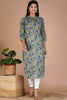 Olive Green Color Cotton Floral Printed Kurti