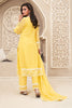 Yellow Organza Resham Embroidered Straight Suit with Lining