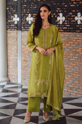 Olive Green Crepe Silk Bandhani Printed, Embroidered And Zari Woven Unstitched Suit