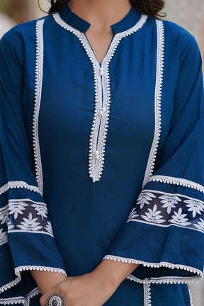 Dark Teal Color Cotton Suit