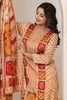 Beige Crepe Silk Printed Suit Set