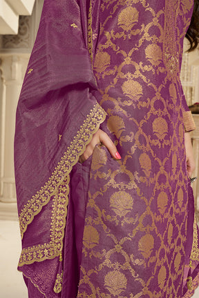 Purple Color Tissue Silk Zari Woven Suit