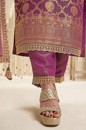 Purple Color Tissue Silk Zari Woven Suit