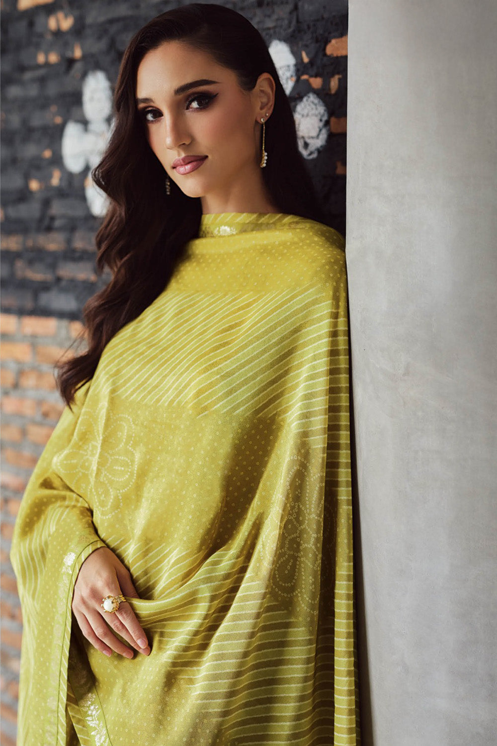 Olive Green Crepe Silk Bandhani Printed, Embroidered And Zari Woven Unstitched Suit