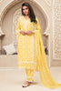 Yellow Organza Resham Embroidered Straight Suit with Lining