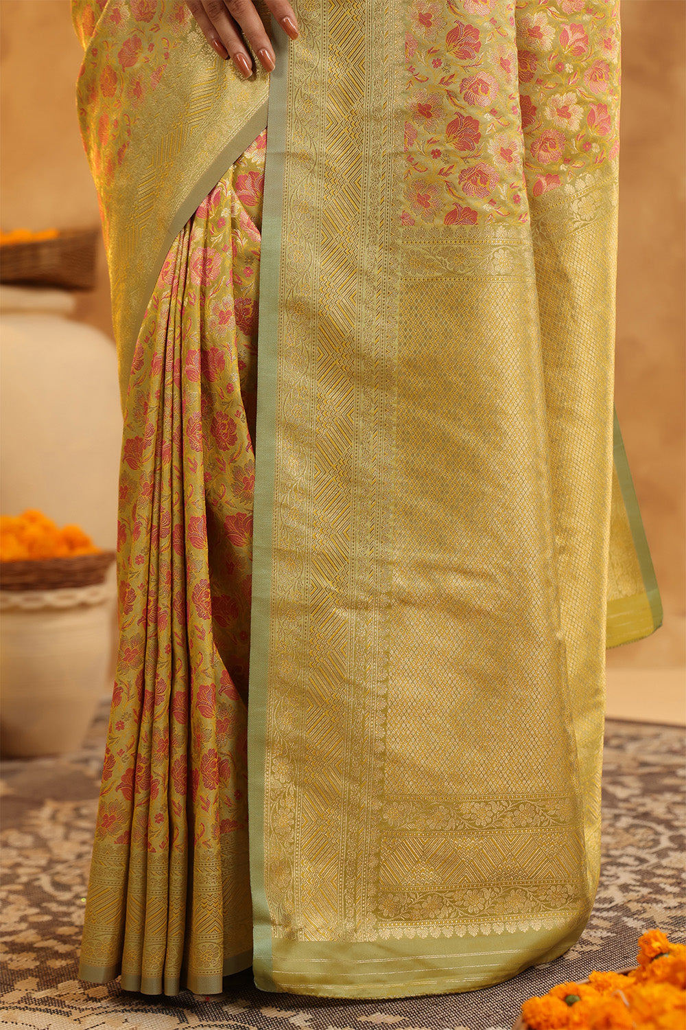 Husk Color Woven Silk Saree