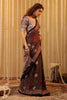 Light Brown Pure Mulberry Silk Printed And Embroidered Saree