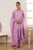 Mauve Mul Chanderi Resham Embroidered Unstitched Suit Material