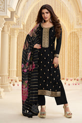 Black Silk Zari Woven Suit Set