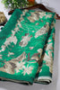 Teal Green Tussar Silk Floral Printed Saree