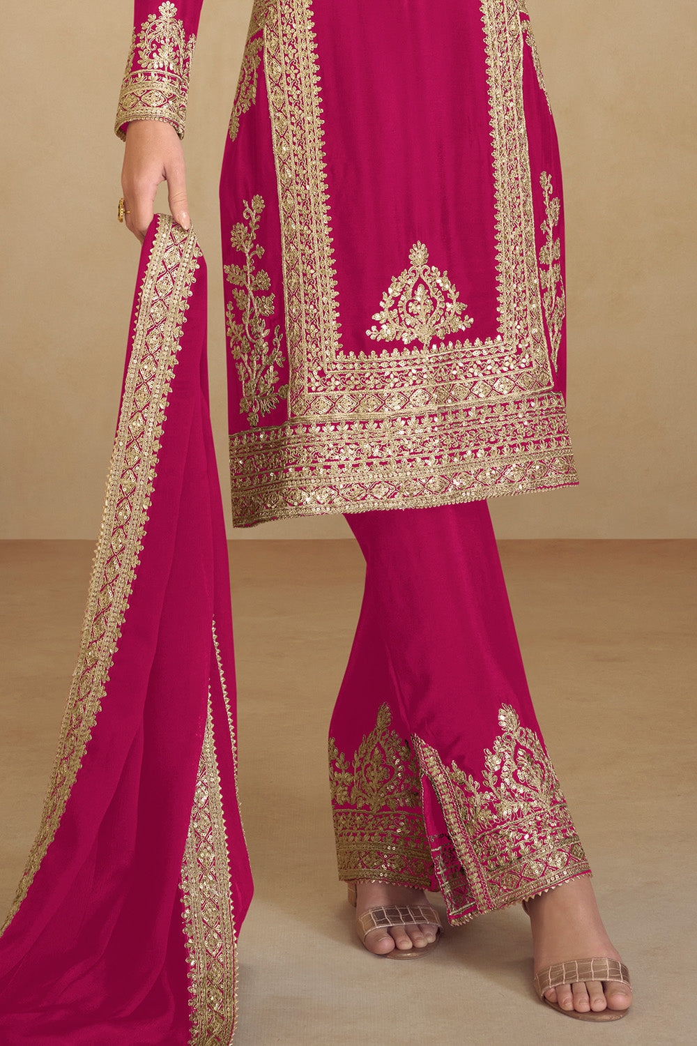 Crepe Silk Embroidered Suit Set