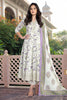 Cream & Purple Cotton Floral Printed Floor Lenght Anarkali Suit