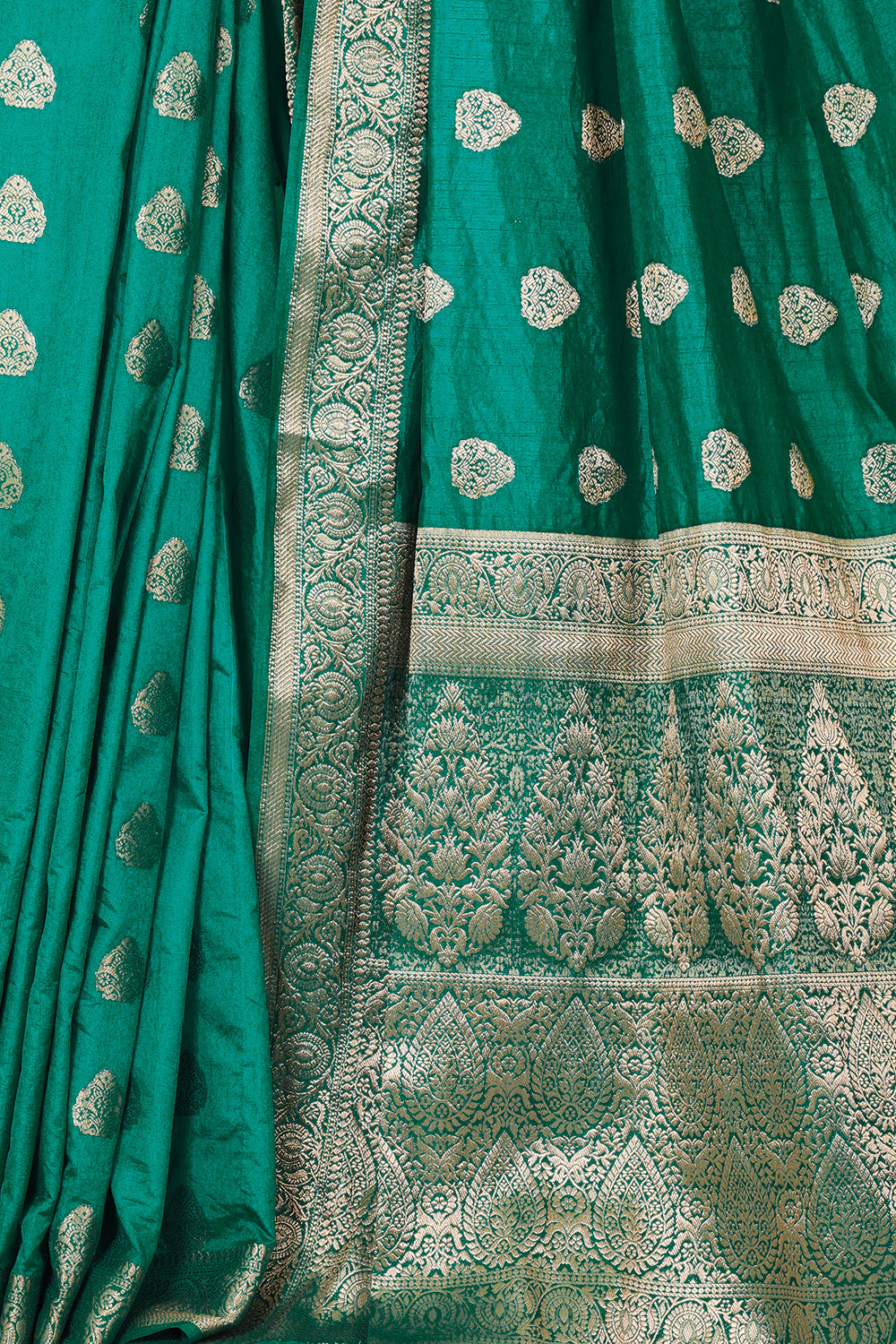 Teal Green Silk Zari Woven Saree