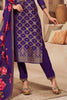 Deep Violet Zari Woven & Embroidered Silk Suit