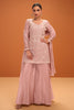 Baby Pink Crepe Silk Cut-Dana and Resham Embroidered Suit with Palazzo