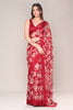 Maroon Color Floral Printed Chiffon Saree