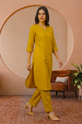 Mustrard Cotton Kurta Set
