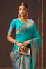 Teal Soft Silk Kalamkari Woven Saree