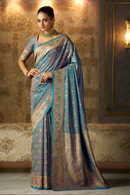 Blue Minakari Woven Silk Saree