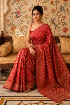 Red Khaddi Georgette Woven Saree
