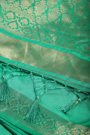 Mint Green Colour Silk Woven Saree