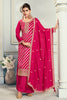 Red Embroidered & Woven Chanderi Silk Unstitched Suit Fabric
