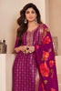 Mulberry Color Zari Woven & Embroidered Silk Suit
