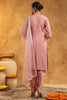 Dusty Pink Color Cotton Neck Embroidered Unstitched Suit Fabric