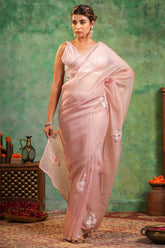 Dusty Pink Colour  Crush Tissue Saree