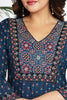 Peacock Blue Color Cotton Printed Anarkali Suit