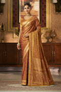 Mustard Silk Minakari Woven Saree
