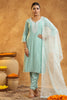 Powder Blue Color Cotton Neck Embroidered Unstitched Suit Fabric