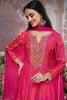 Magenta Pink Printed & Emboridered Anarkali Suit