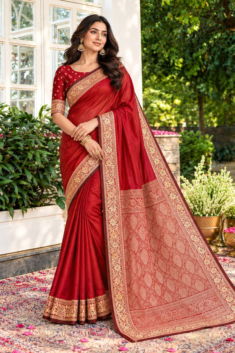 Maroon Cotton Silk Woven Saree