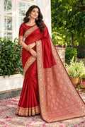 Maroon Cotton Silk Woven Saree