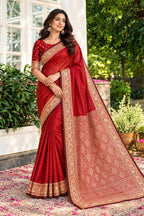 Maroon Cotton Silk Woven Saree