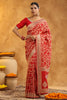 Red Color Khhadi Georgette Woven Saree